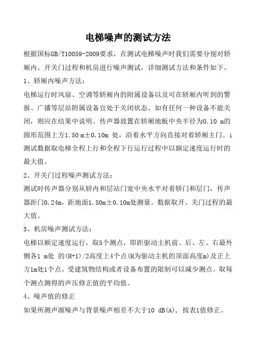 电梯噪声的测试方法