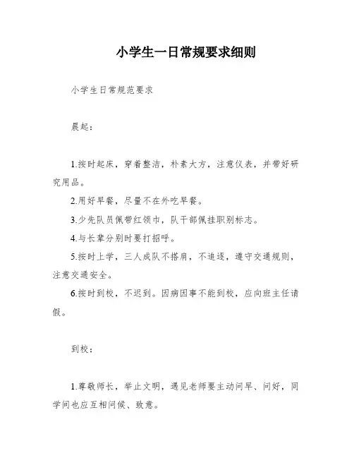 小学生一日常规要求细则
