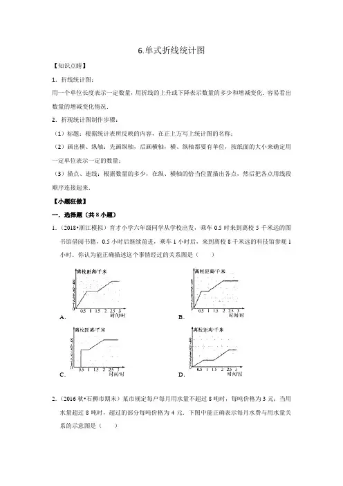 【小升初冲刺】数学专项复习：三、统计与概率6.单式折线统计图--拔高(学生版)通用版