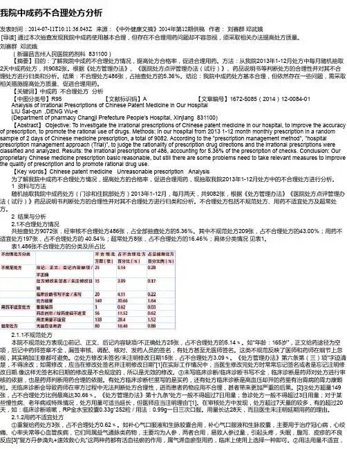 我院中成药不合理处方分析