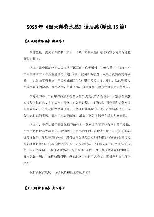 2023年《黑天鹅紫水晶》读后感(精选15篇)
