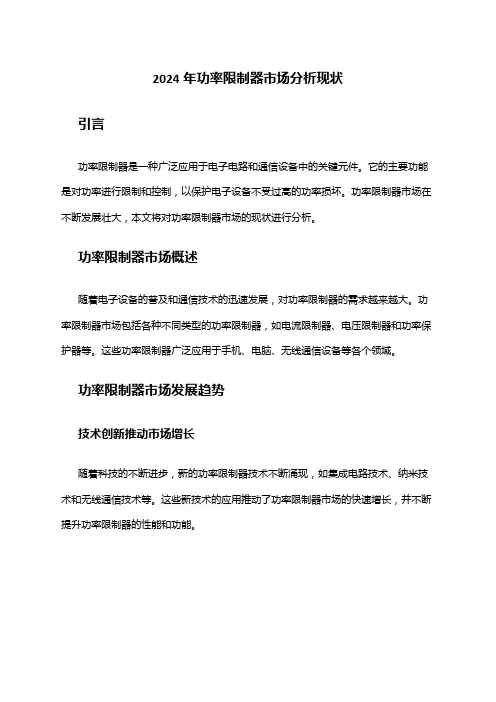 2024年功率限制器市场分析现状