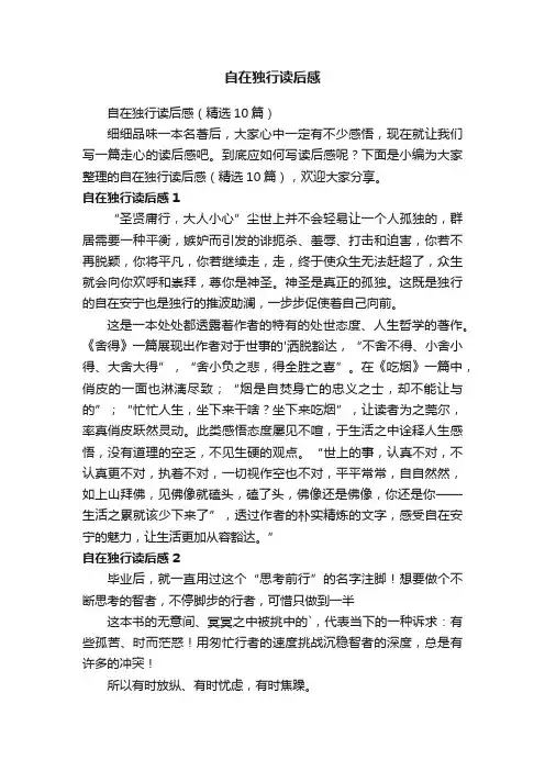 自在独行读后感