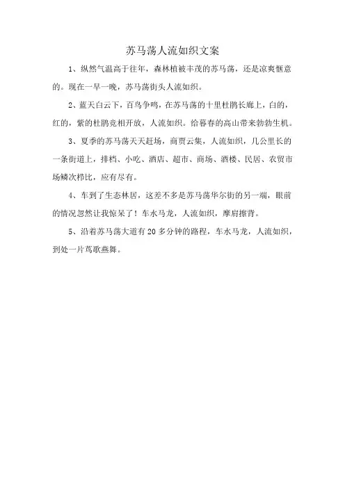 苏马荡人流如织文案