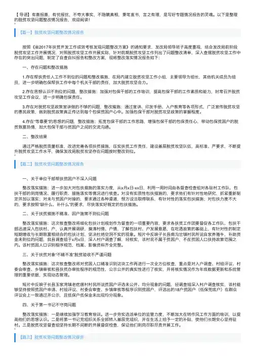 脱贫攻坚问题整改情况报告