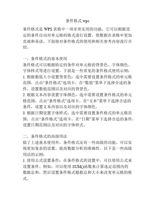 条件格式wps
