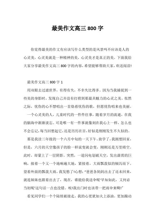 (高三作文)最美作文高三800字