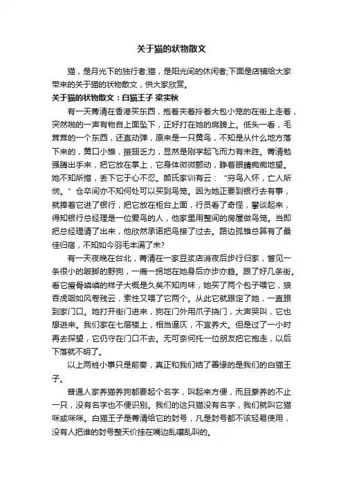 关于猫的状物散文
