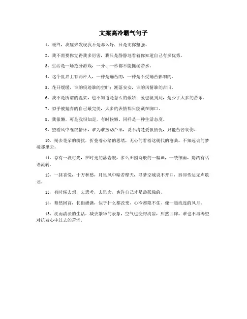 文案高冷霸气句子