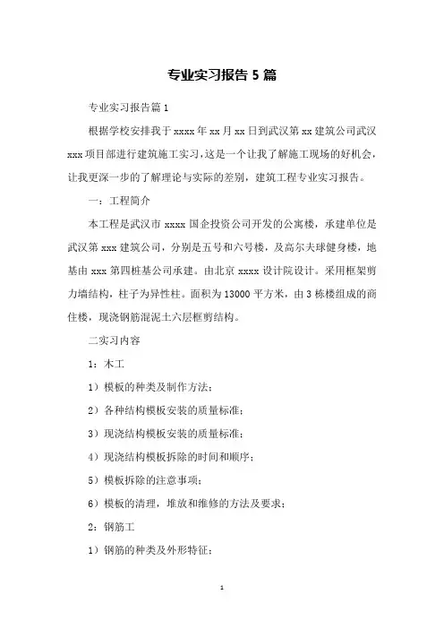 专业实习报告5篇