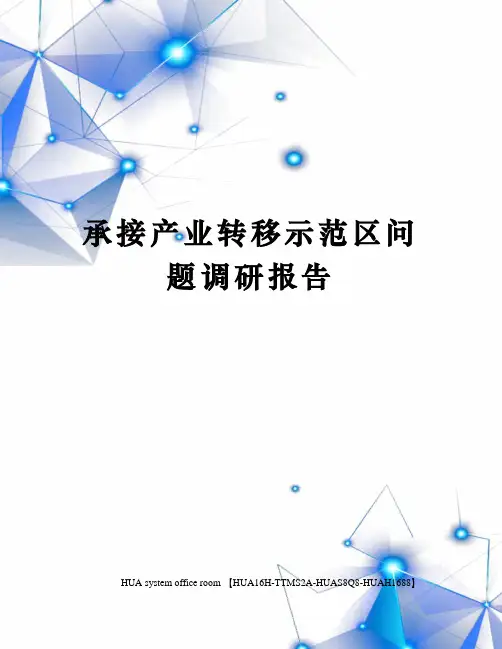 承接产业转移示范区问题调研报告完整版