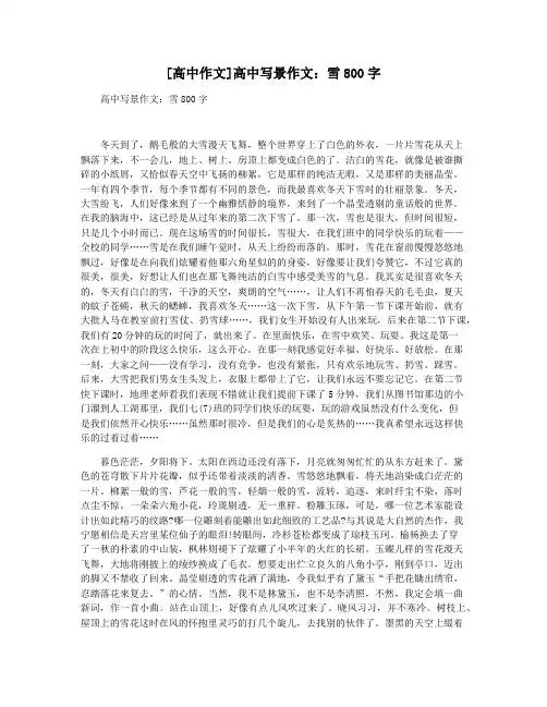 [高中作文]高中写景作文：雪800字