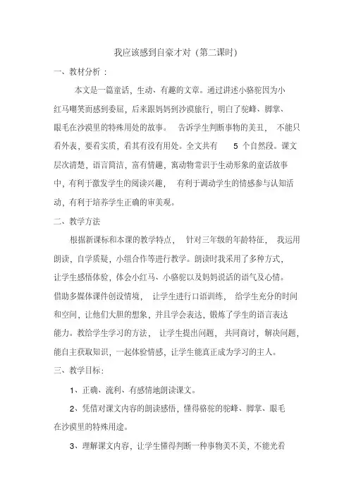 我应该感到自豪才对(第二课时)