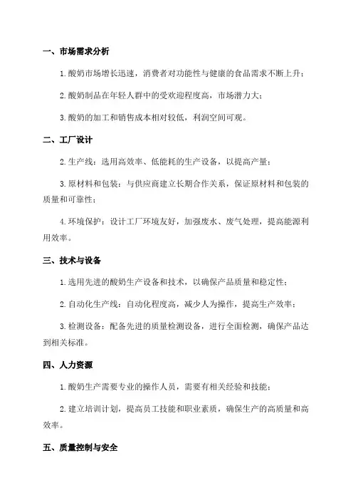 年产15000吨酸奶工厂设计可行性报告
