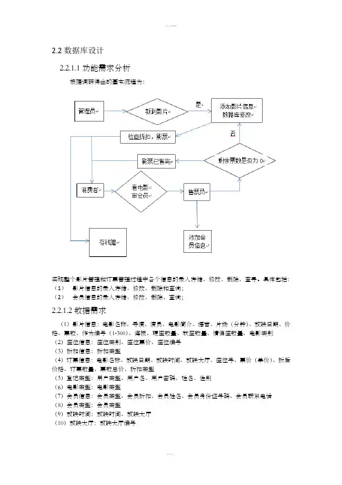 简单影院订票系统数据库设计