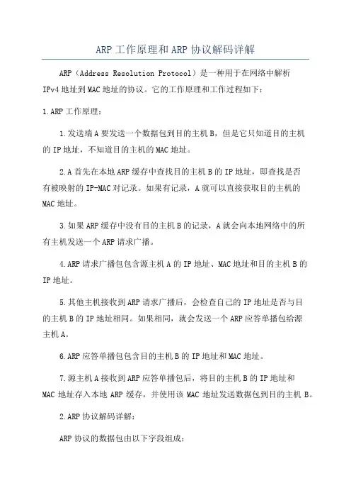 ARP工作原理和ARP协议解码详解