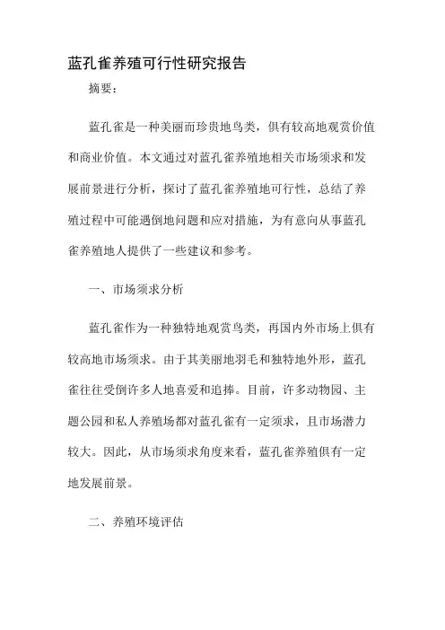 蓝孔雀养殖可行性研究报告