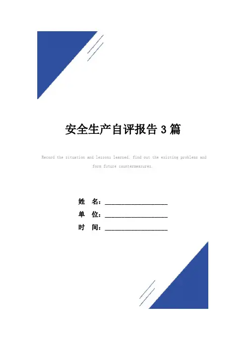 安全生产自评报告范本3篇