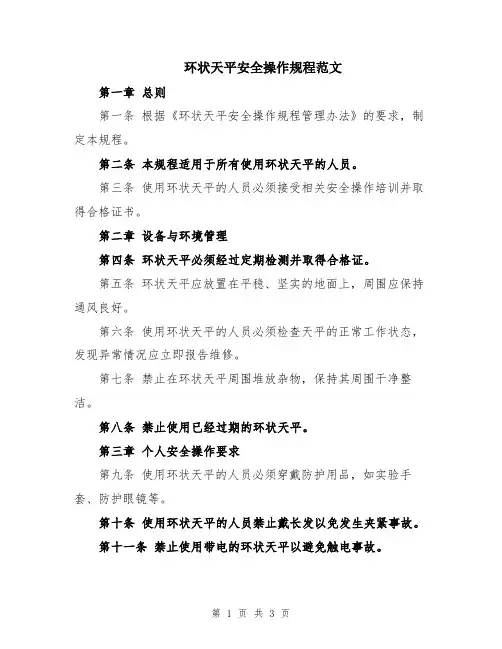 环状天平安全操作规程范文