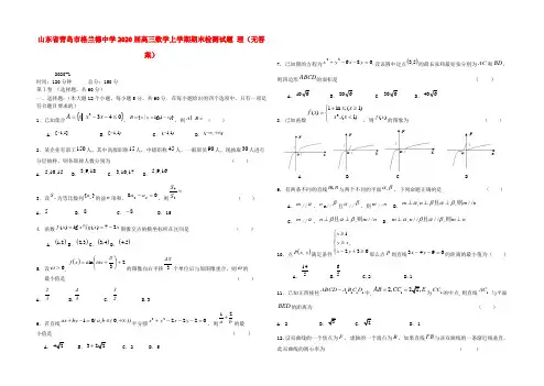 山东省青岛市格兰德中学2020届高三数学上学期期末检测试题 理(无答案)