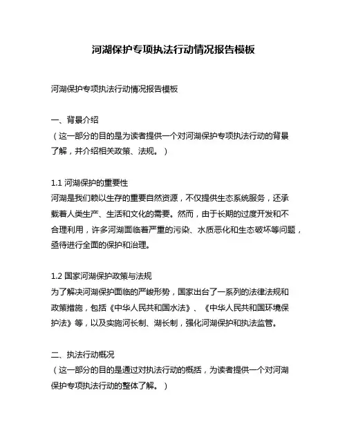 河湖保护专项执法行动情况报告模板