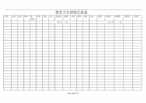 食堂卫生消毒记录表
