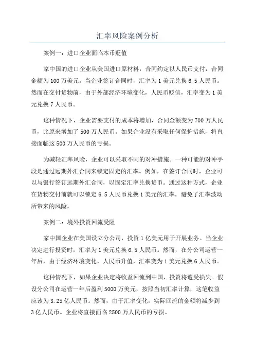 汇率风险案例分析
