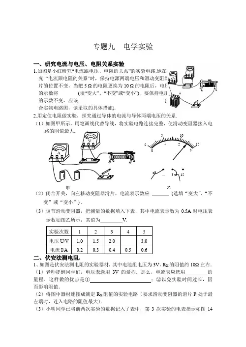 专题九  电学实验