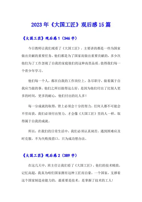 2023年《大国工匠》观后感15篇