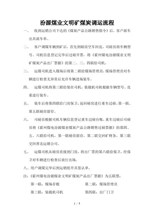 煤炭调运流程