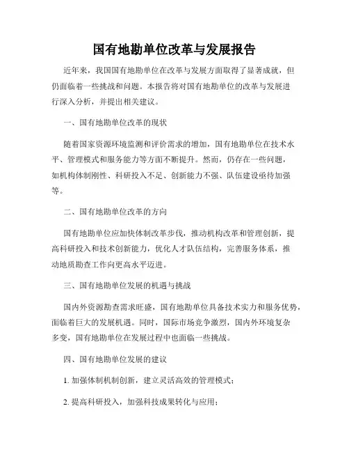 国有地勘单位改革与发展报告