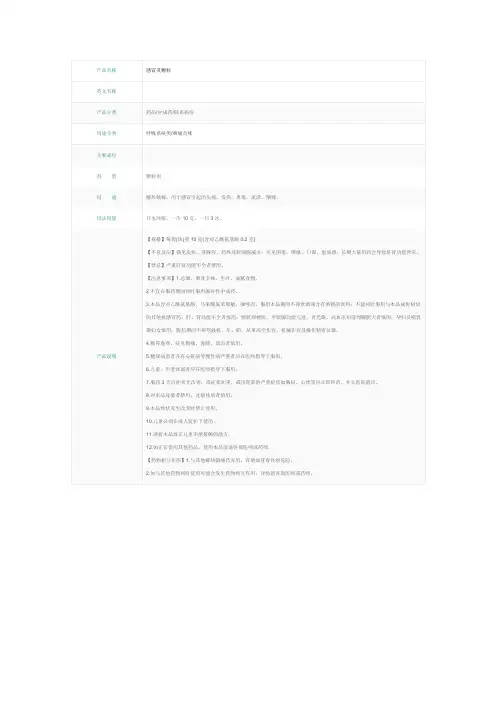 感冒灵颗粒说明书