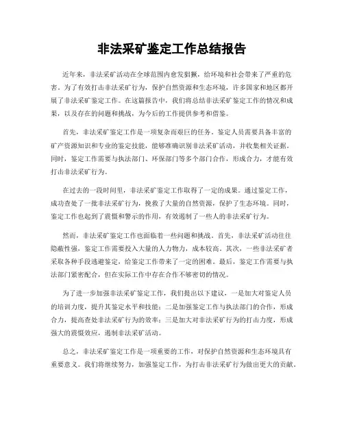 非法采矿鉴定工作总结报告