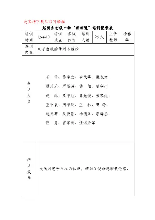 班班通培训记录表(完整资料).doc