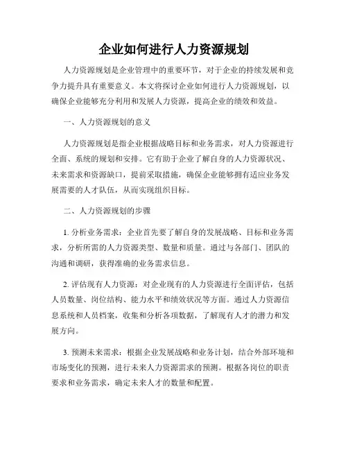 企业如何进行人力资源规划