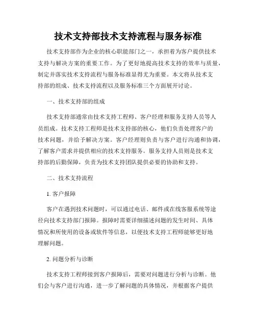 技术支持部技术支持流程与服务标准