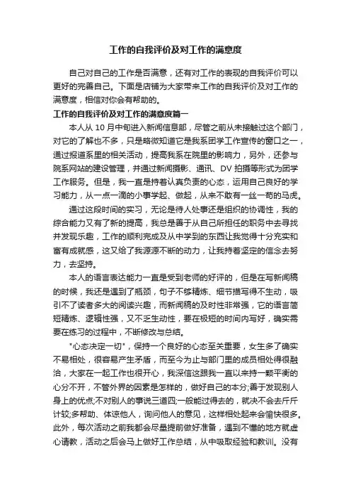 工作的自我评价及对工作的满意度