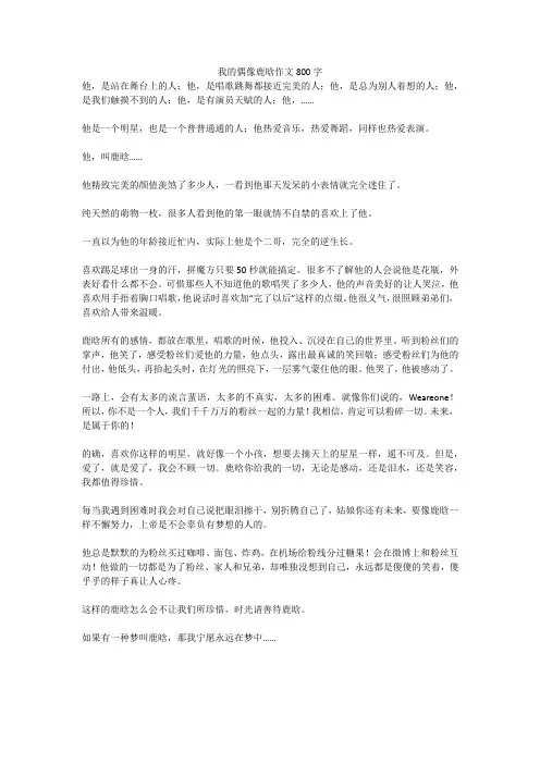 我的偶像鹿晗作文800字_1(高分作文)