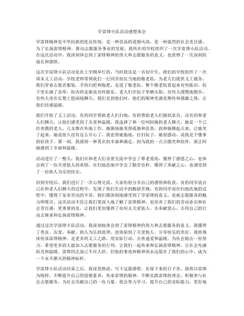 学雷锋小队活动感想体会