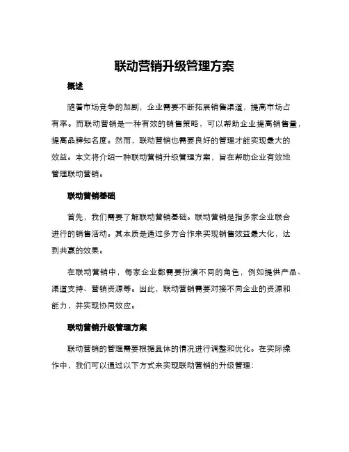 联动营销升级管理方案