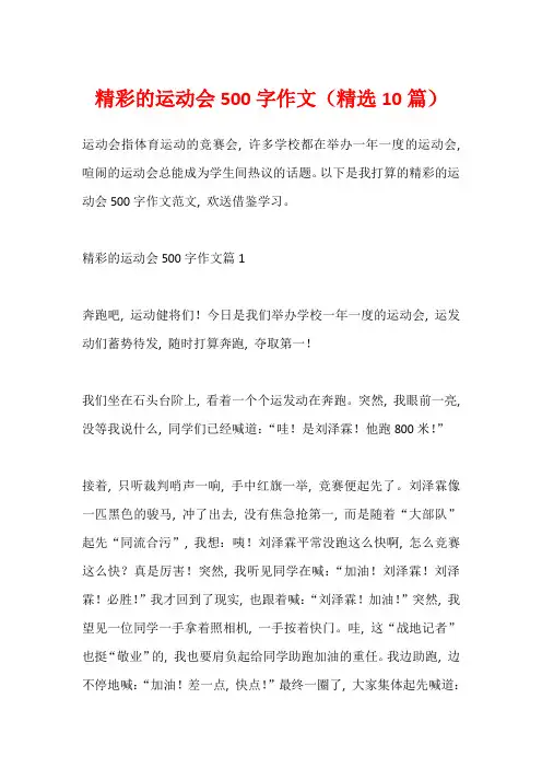精彩的运动会500字作文(精选10篇)