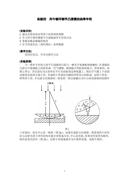 用牛顿环测平凸透镜的曲率半径