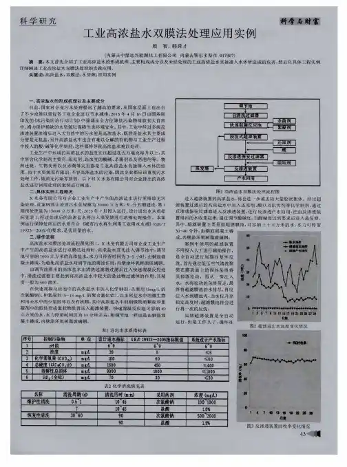 工业高浓盐水双膜法处理应用实例