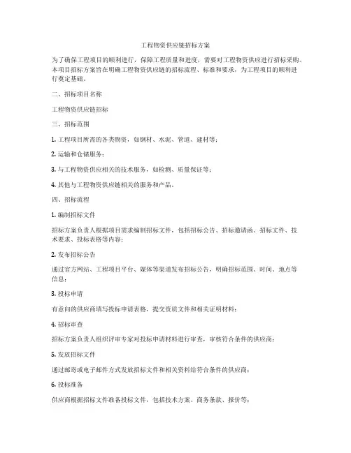 工程物资供应链招标方案