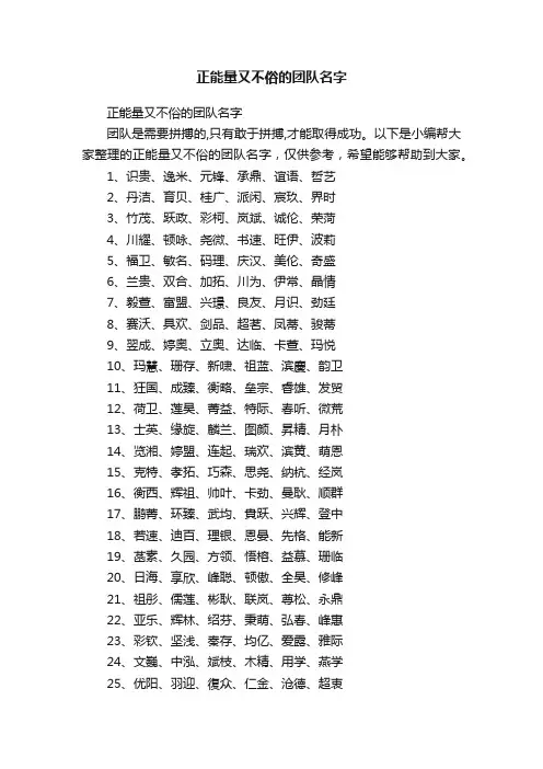 正能量又不俗的团队名字