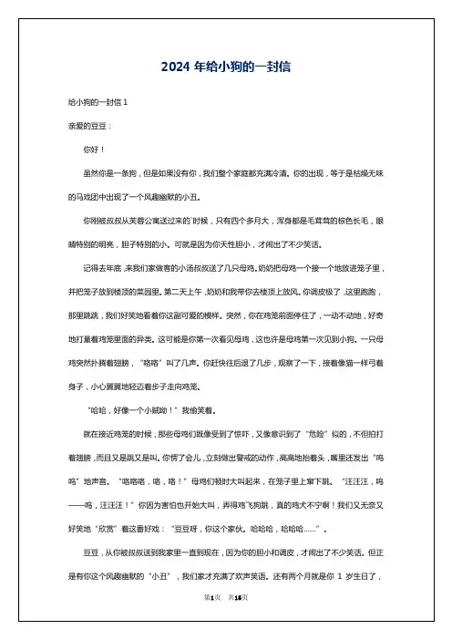 2024年给小狗的一封信