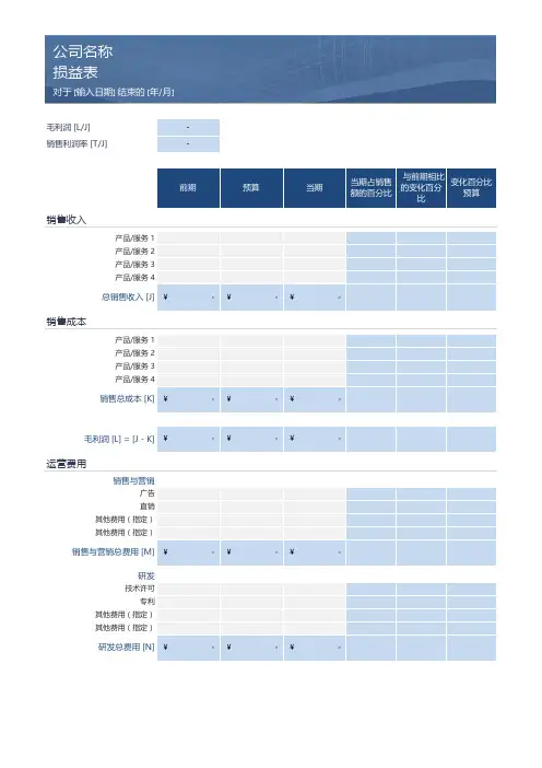 小企业损益表1