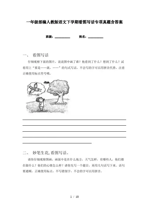 一年级部编人教版语文下学期看图写话专项真题含答案