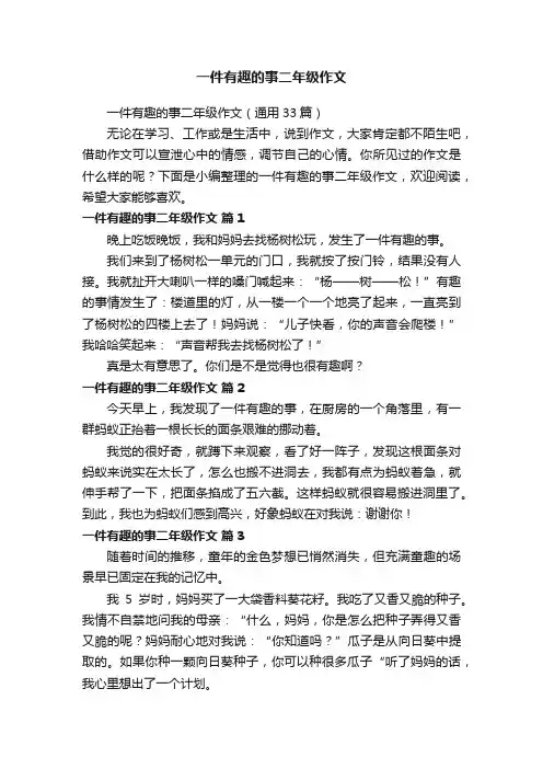 一件有趣的事二年级作文（通用33篇）