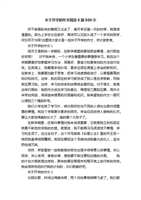关于开学的作文精选5篇500字